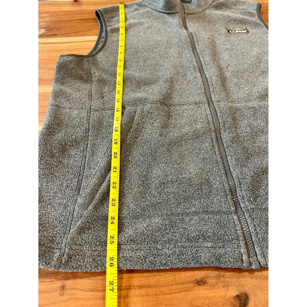 LL Bean Sweater Fleece Vest Mens Large Gray Full Zip Recycled 504672 Heather